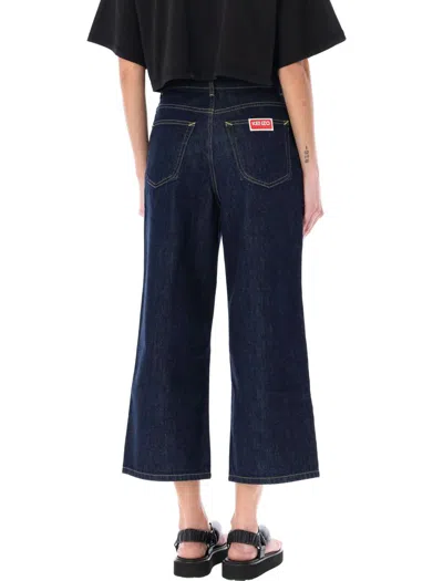 Shop Kenzo Sumire Cropped Jeans In Rinsed Blue Denin