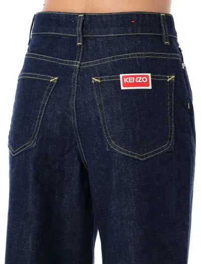 Shop Kenzo Sumire Cropped Jeans In Rinsed Blue Denin