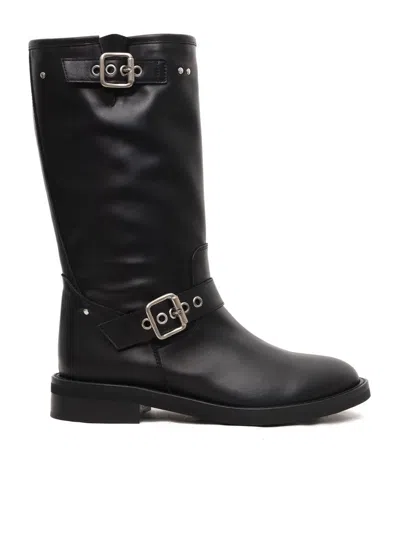 Via Roma 15 Malibu Mid-calf Leather Boots In Black