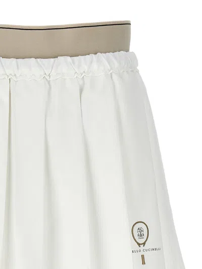 Shop Brunello Cucinelli Mini Pleated Skirt In White