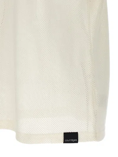Shop Courrèges 'ac Mesh' Polo Shirt In White