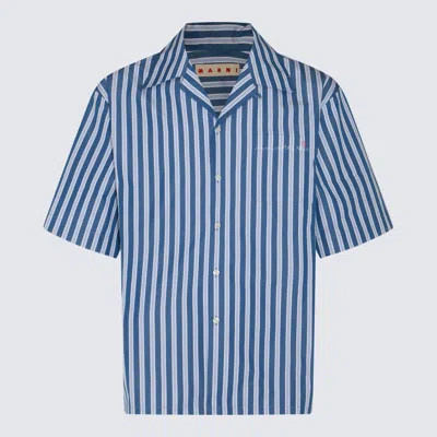 Shop Marni Blue And White Cotton Shirt In Opal