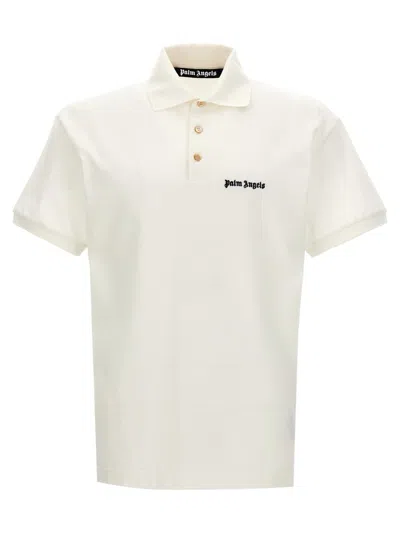 Shop Palm Angels 'classic Logo' Polo Shirt In White/black