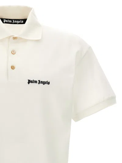 Shop Palm Angels 'classic Logo' Polo Shirt In White/black