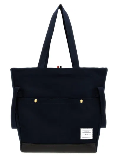 Shop Thom Browne 'snap Pocket' Shopping Bag In Blue