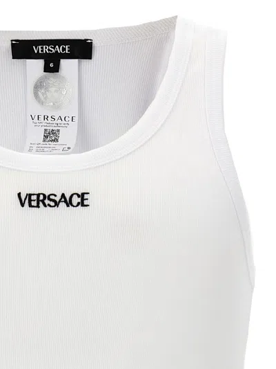 Shop Versace Logo Embroidery Tank Top In White
