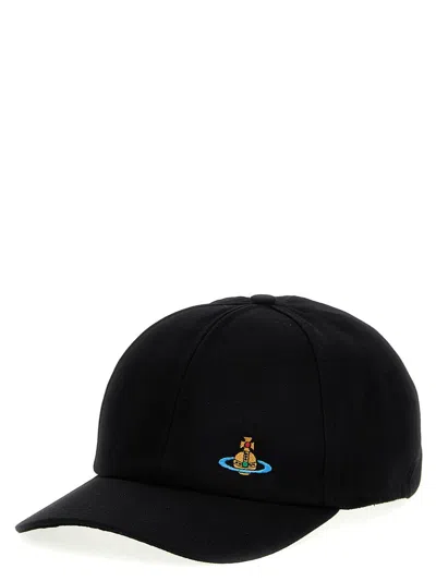 Shop Vivienne Westwood Logo Embroidery Baseball Cap In Black