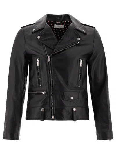 Shop Saint Laurent Leather Jacket In Black