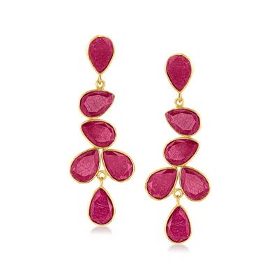 ROSS-SIMONS RUBY DROP EARRINGS IN 18KT GOLD OVER STERLING 