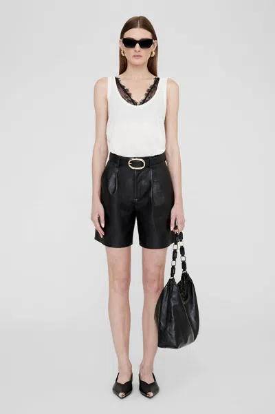 Shop Anine Bing Carmen Short In Black Recycled Leather