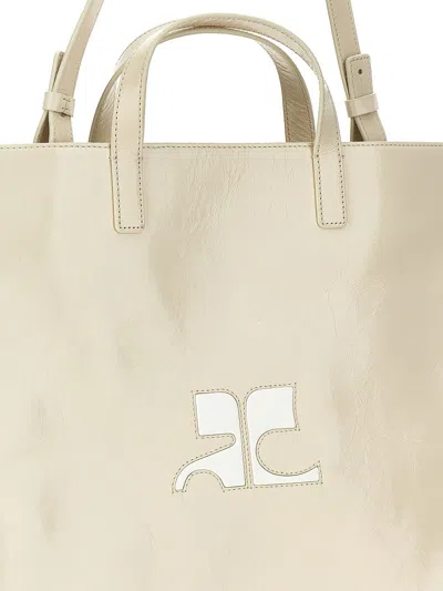 Shop Courrèges 'heritage Naplack' Shopping Bag In Gray