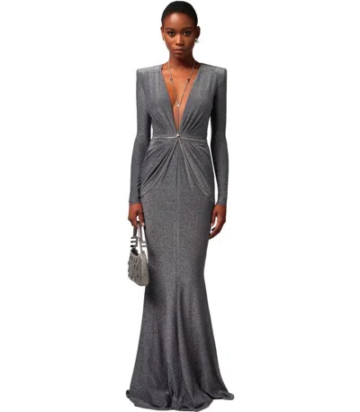 Shop Elisabetta Franchi Red Carpet Piombo Dress In Grey