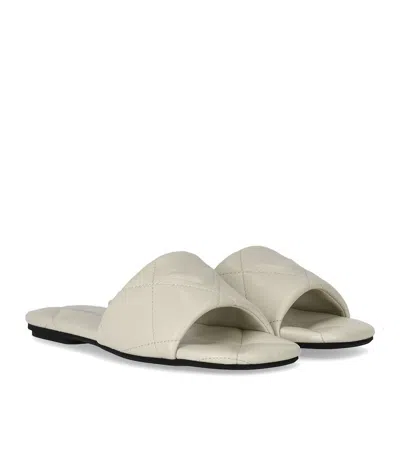 Shop Emporio Armani Ivory Quilted Flat Sandal