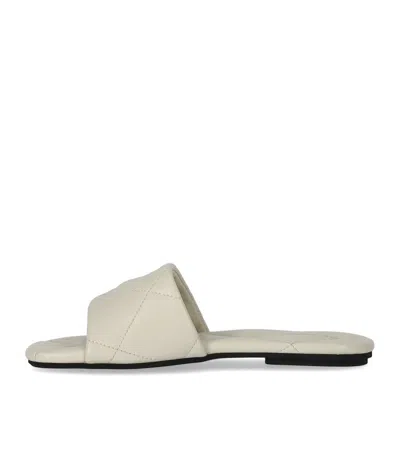 Shop Emporio Armani Ivory Quilted Flat Sandal