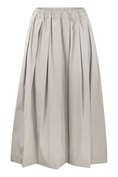 Shop Fabiana Filippi Wide Skirt In Technical Cotton In Light Grey