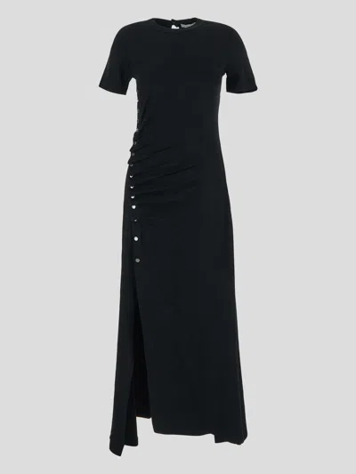 Shop Rabanne Pleated Dress In Black