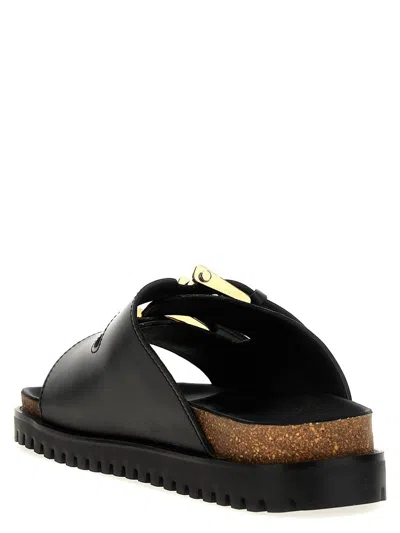 Shop Versace Leather Sandals In Black