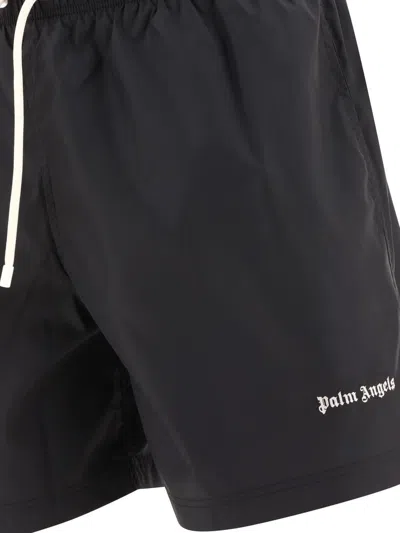 Shop Palm Angels "classic Logo" Swim Shorts In Black