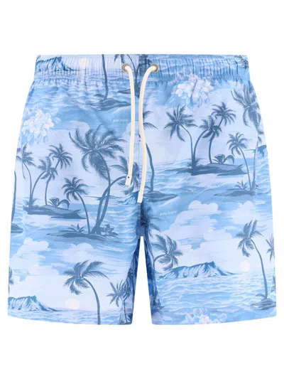 Shop Palm Angels "sunset" Swimshorts In Blue