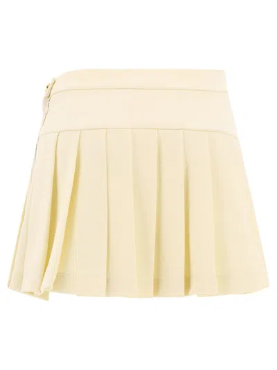 Shop Palm Angels Pleated Track Skirt In Beige