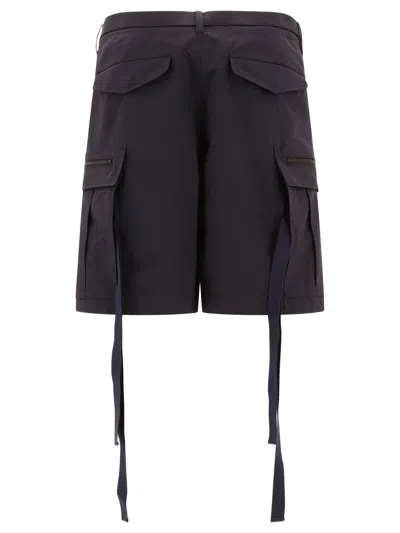 Shop Sacai Utility Belted Shorts In Blue