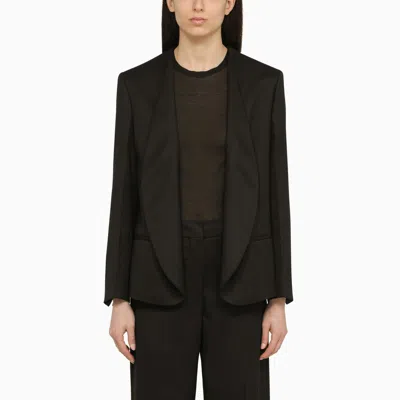 Shop Calvin Klein Black Satin Single-breasted Jacket