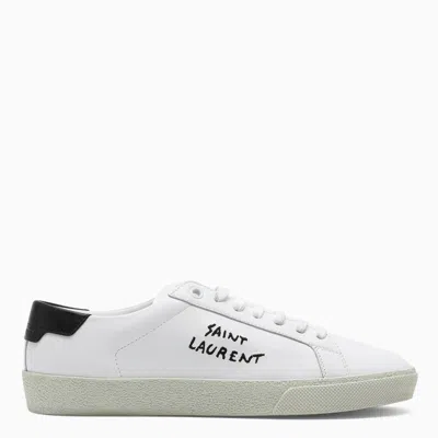Shop Saint Laurent Court Sl/06 Embroidered Sneakers In White