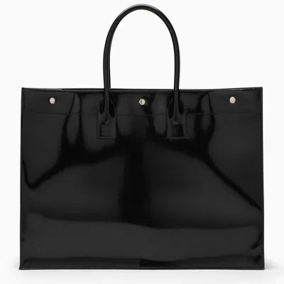 Shop Saint Laurent Large Rive Gauche Patent Bag In Black
