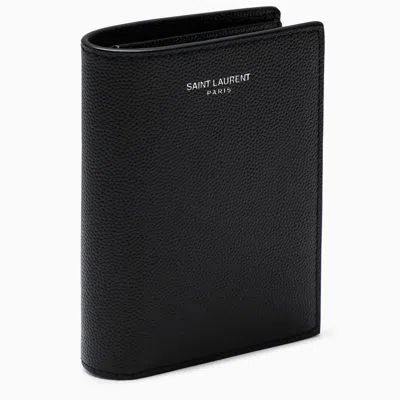 Shop Saint Laurent Vertical Bi-fold Wallet In Black