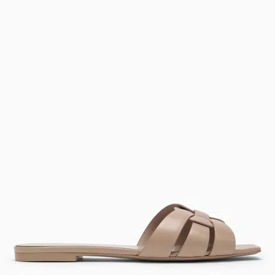 Shop Saint Laurent Tribute Slide In Beige