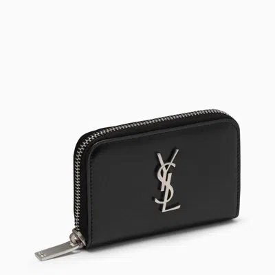 Shop Saint Laurent Zipper Around Wallet In Black
