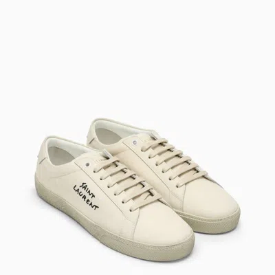 Shop Saint Laurent Women's Court Classic Embroidered Sneakers In White