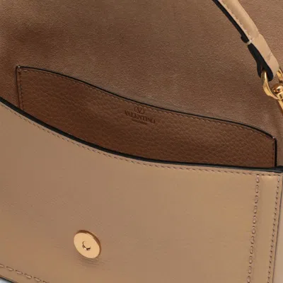Shop Valentino Garavani Alltime Shoulder Bag In Garnet Calfskin In Beige