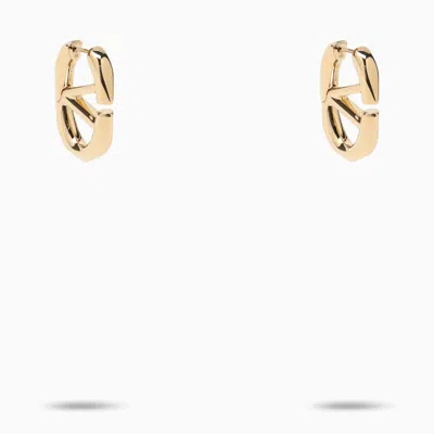 Shop Valentino Garavani Golden Oval Vlogo Signature Earrings In Metal