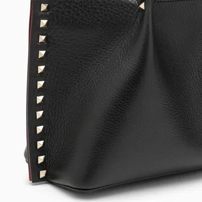 Shop Valentino Garavani Rockstud Handbag In Garnet Calfskin In Black