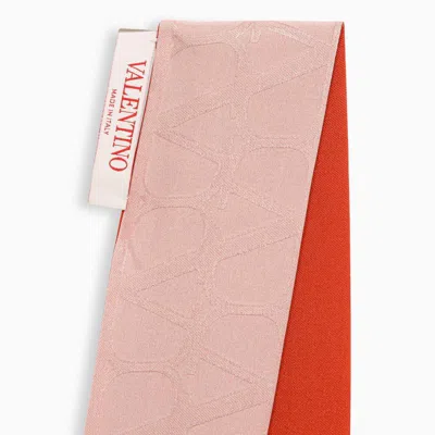 Shop Valentino Garavani Thin Pink And Red Scarf In Multicolor