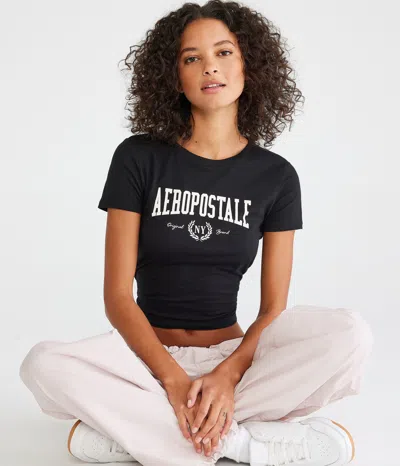 Shop Aéropostale Ny Crest Graphic Tee In Black
