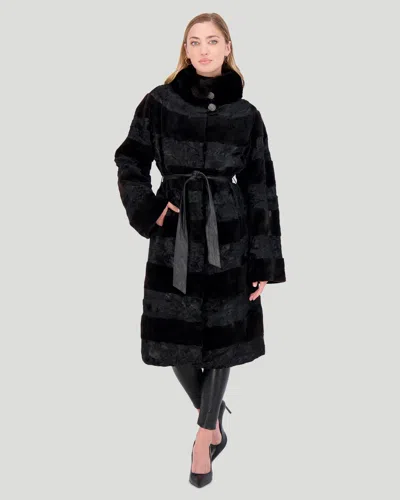 Shop Gorski Lamb And Mink Sections Short Coat In Black