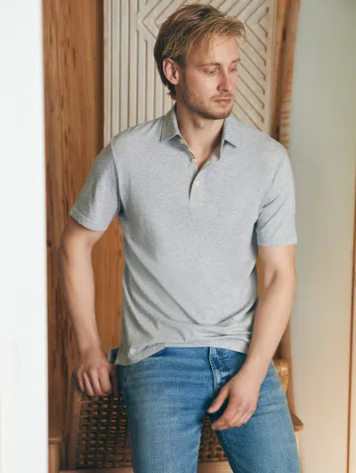 Shop Faherty Sunwashed T-shirt Polo In Heather Grey