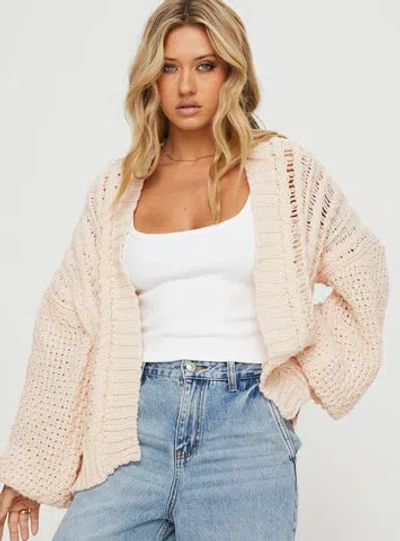 Shop Princess Polly Abner Cable Cardigan In Beige