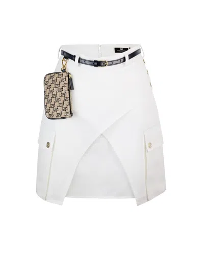 Shop Elisabetta Franchi Skirt In Ivory