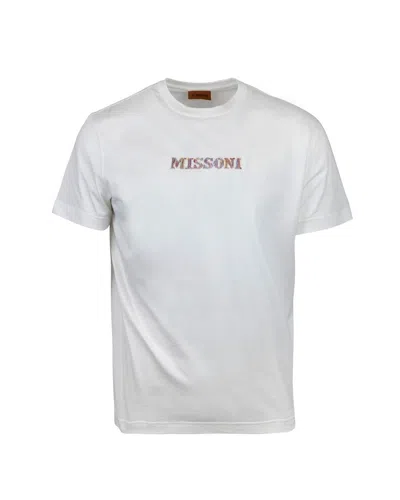 Missoni Crew Neck Embroidered Design Short Sleeves In White
