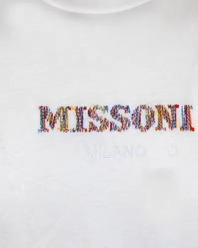 Missoni Crew Neck Embroidered Design Short Sleeves In White