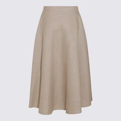 Shop Valentino Beige Linen Skirt