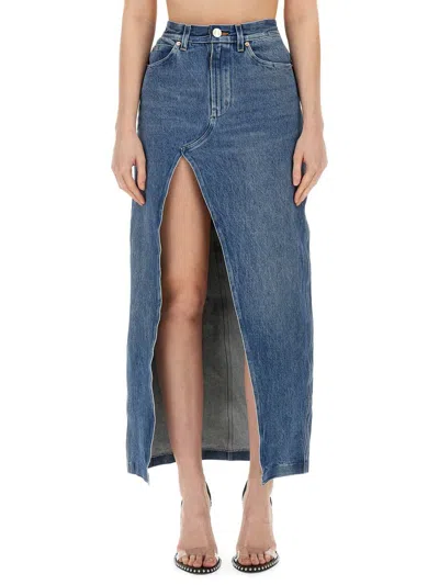 Shop Alexander Wang Skirt With Slit In Denim