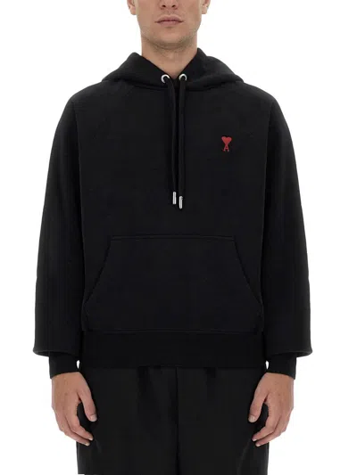 Shop Ami Alexandre Mattiussi Ami Paris Sweatshirt With Logo Embroidery Unisex In Black