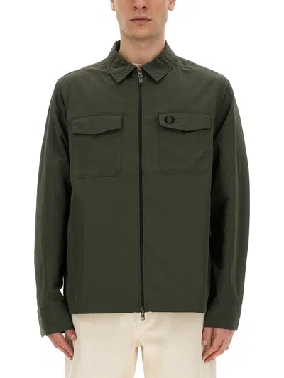 Shop Fred Perry Shirt Jacket In Military Green