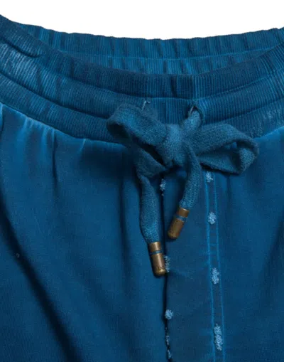 Shop Dolce & Gabbana Elevated Cotton Jogger Women's Sweatpants In Blue