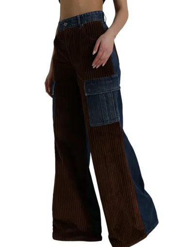 Shop Dolce & Gabbana Brown Corduroy Cargo Denim Wide Leg Women's Jeans
