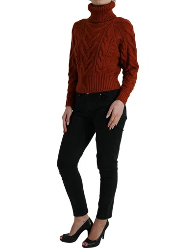 Shop Dolce & Gabbana Elegant Brown Turtleneck Wool Women's Sweater
